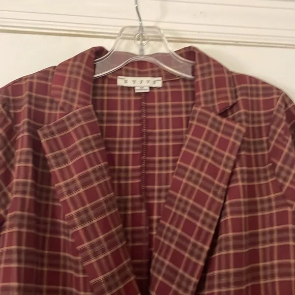 Women’s Maroon Plaid Double-Breasted Blazer Romper - Picture 8 of 10